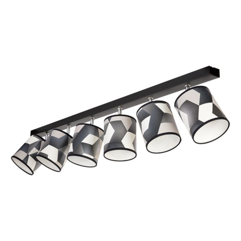 Lampa Sufitowa SPOT Light 6xE27 Max.25W Połączenie Czerni z Wielokolorowymi Abażurami, Polski Producent, 1 szt.