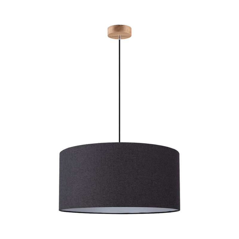 Drewniana Lampa Wisząca SPOT Light 1xE27 Max.60W Dąb Olejowany FSC z Czarną Tkaniną, Polski Producent, 1 szt.