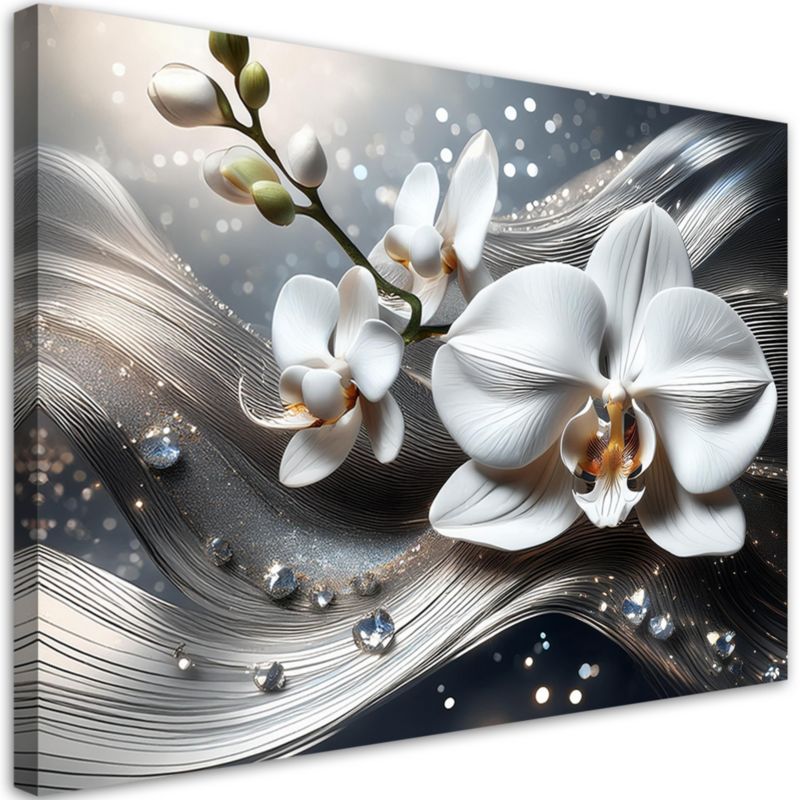Obraz do salonu sypialni Feeby Abstrakcja Diamenty Orchidea 60x40 cm 1szt