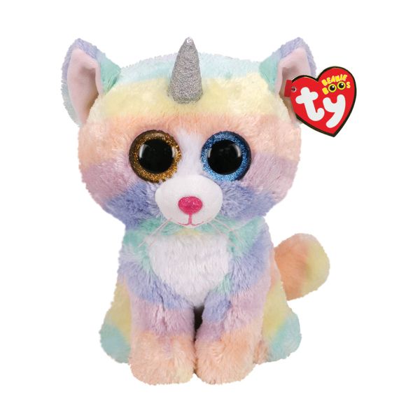 Ty BOOS pluszak HEATHER, 24 cm - tęczowy kotek jednorożec