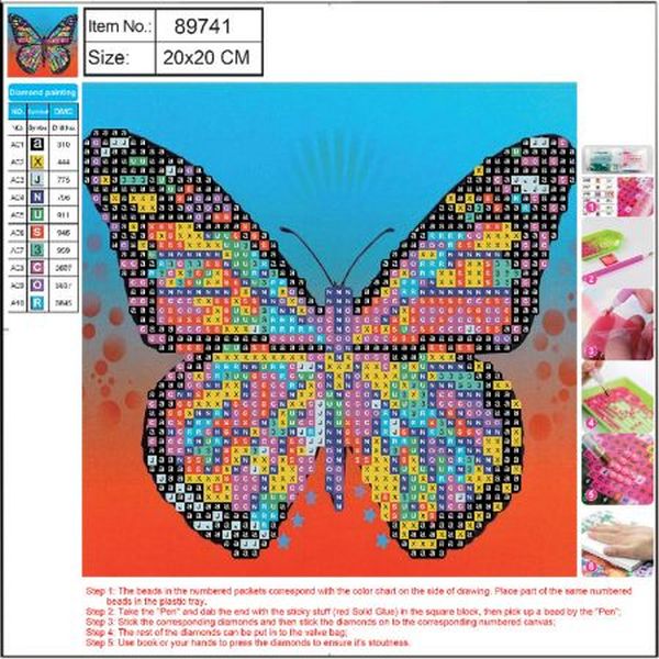 Haft diamentowy- Zestaw do Diamond painting- Motyl 20x20cm