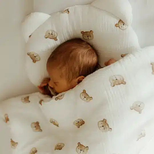 Komplet pościeli muślinowej Teddy z wypełnieniem i poduszką misiem BW - 100x75 cm + poduszka miś