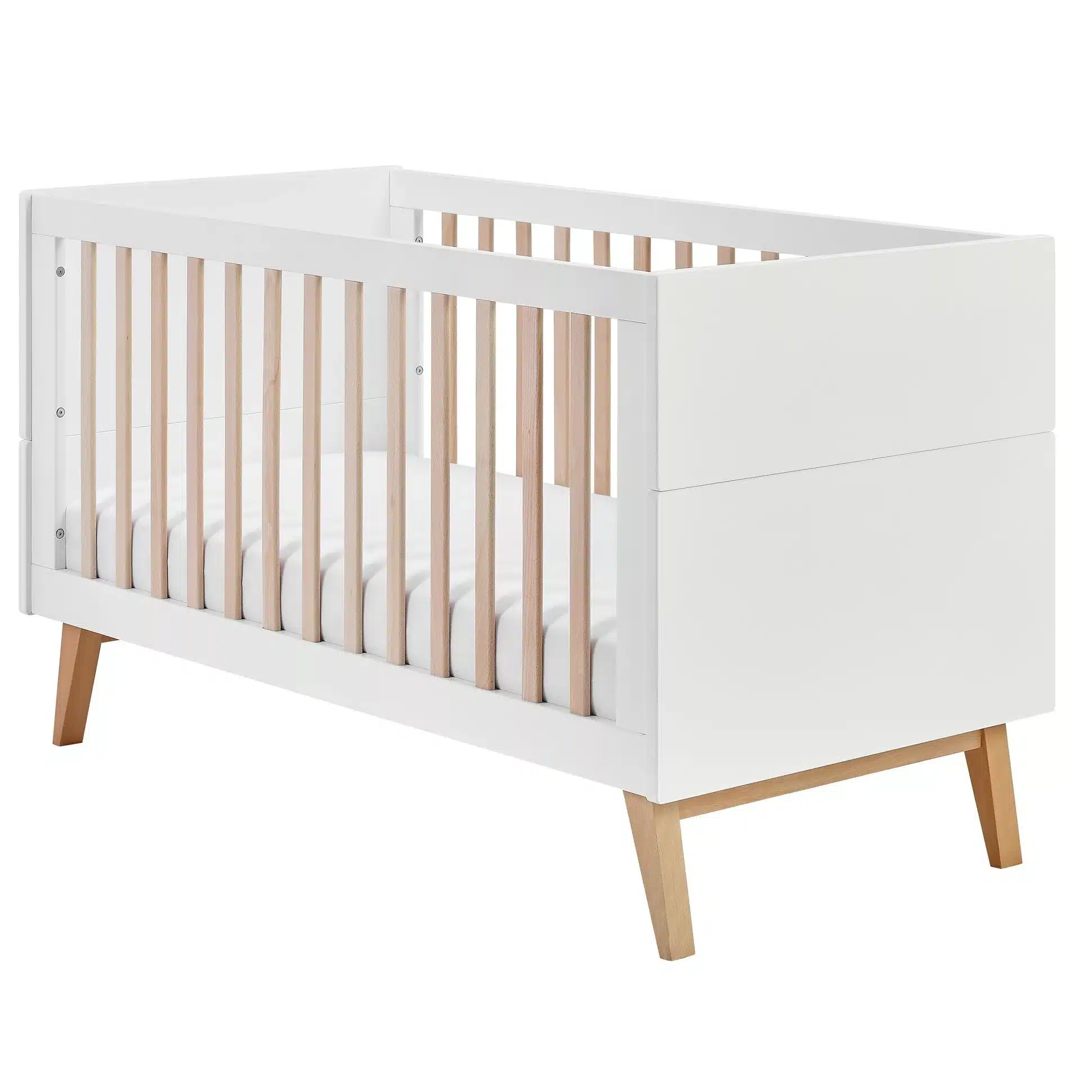 Łóżeczko 120x60cm Swing Pinio Biało Naturalne
