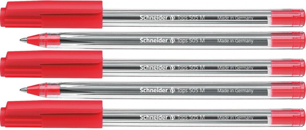 5x Długopis Schneider TOPS 505, M, czerwony