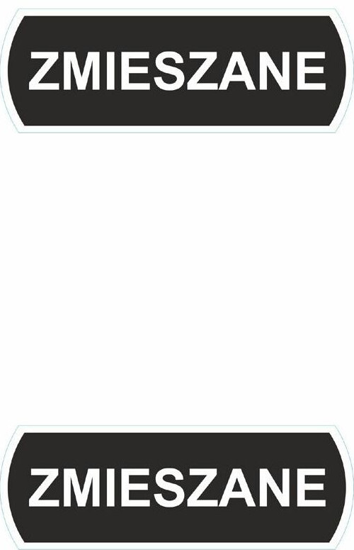 2x Etykieta (naklejka) na kosz do segregacji Merida DX675, "zmieszane", 10x3.5cm, 1 sztuka