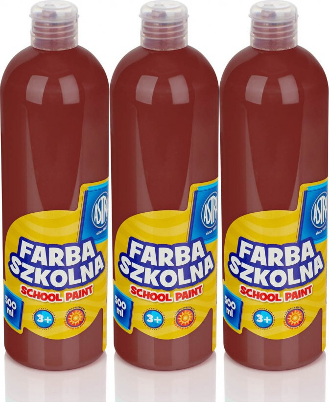 3x Farba plakatowa Astra, 500ml, brązowy