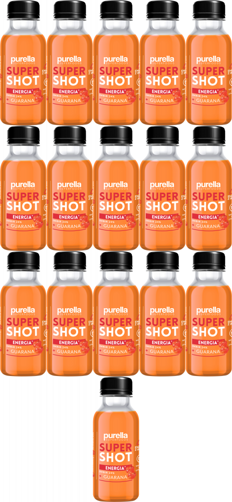 16x Napój imbirowy Purella SuperShot Energia, imbir/guarana, 100ml