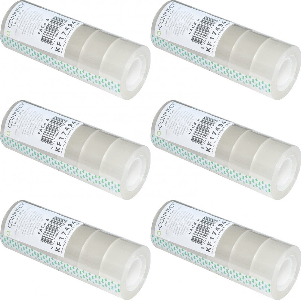 6x Taśma klejąca Q-Connect, 24mmx30m, 6 sztuk, przezroczysty