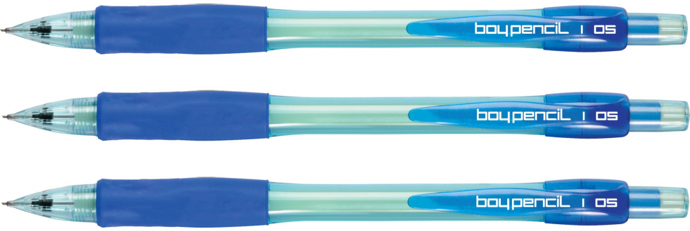3x ołówek automatyczny Rystor Boy-Pencil, 0.5mm, z gumką, niebieski