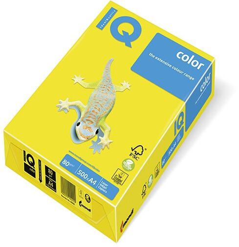Papier kolorowy IQ Mondi, A4, 80g/m2, 500 arkuszy, kanarkowy