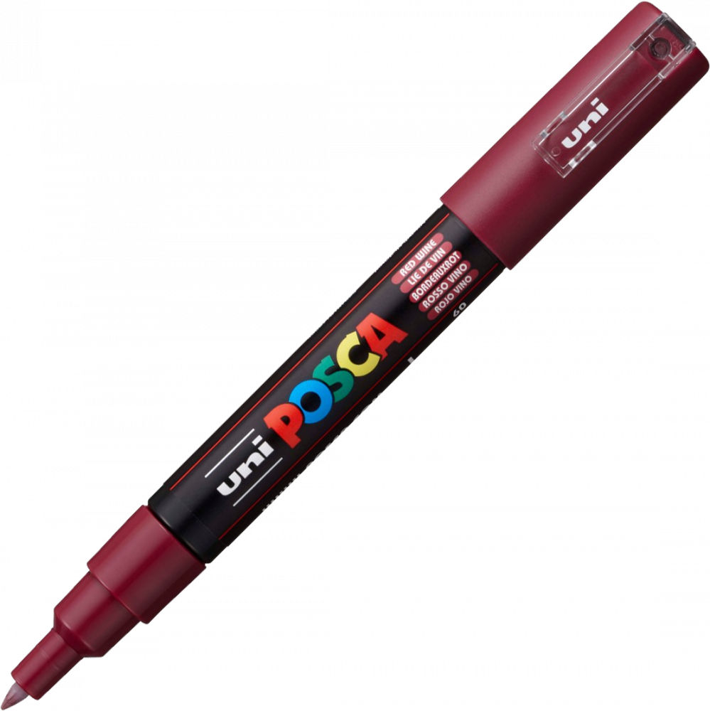 Marker Posca PC-1M, z farbą plakatową, okrągła, 0.7mm, czerwony ciemny