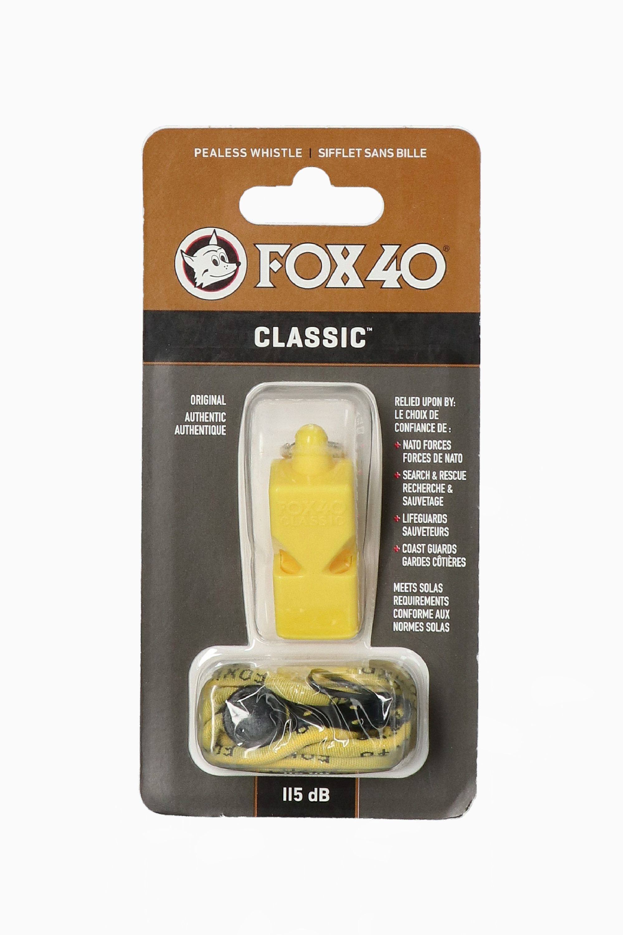 Gwizdek ze sznurkiem Fox40 Classic - Żółty