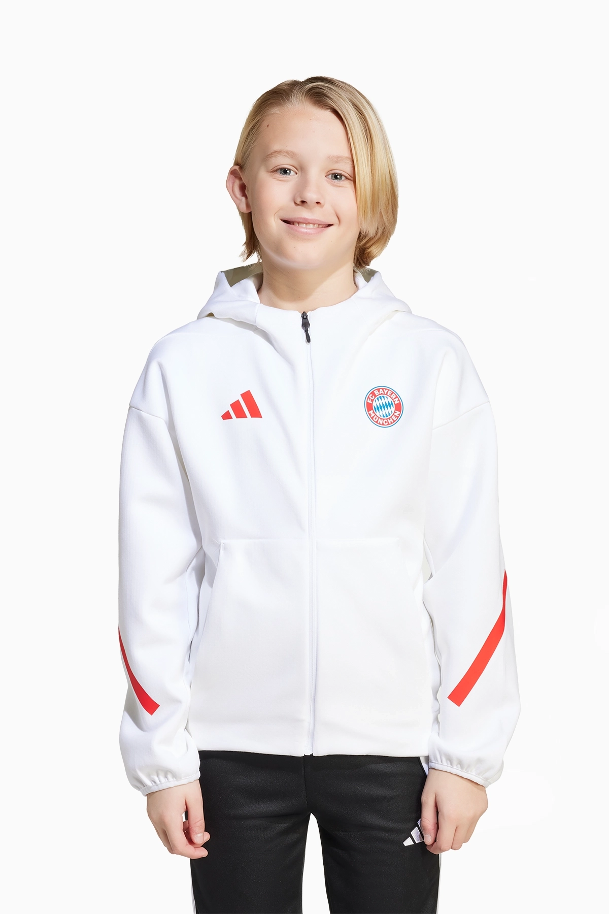 Bluza z kapturem adidas FC Bayern 25/26 Anthem Junior - Biały