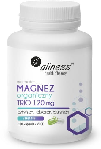 Magnez Organiczny TRIO 120 mg z B6 (P-5-P) 100kaps. VEGE Aliness