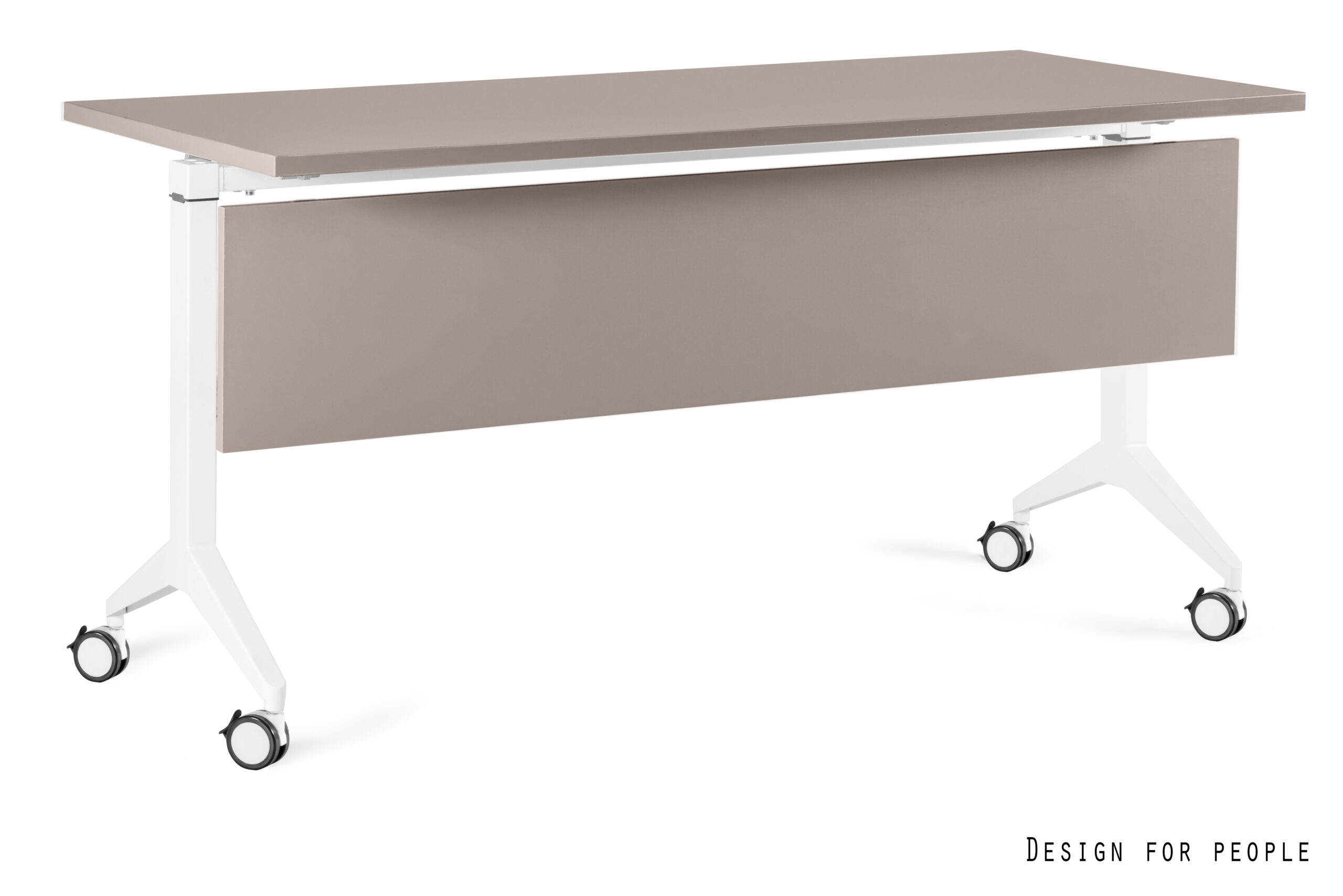 YUMI S mobilne biurko składane, biały stelaż, blat i panel maskujący (Wymiary blatu: 150 x 70 cm panel maskujący 150 x 30 cm, Kolor blatu: YZ-14 beżow
