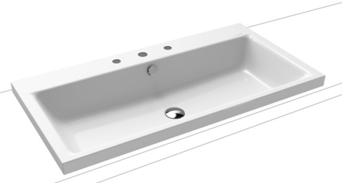 Kaldewei Puro umywalka 90x46 cm nablatowa prostokątna model 3155 biała 900506033001