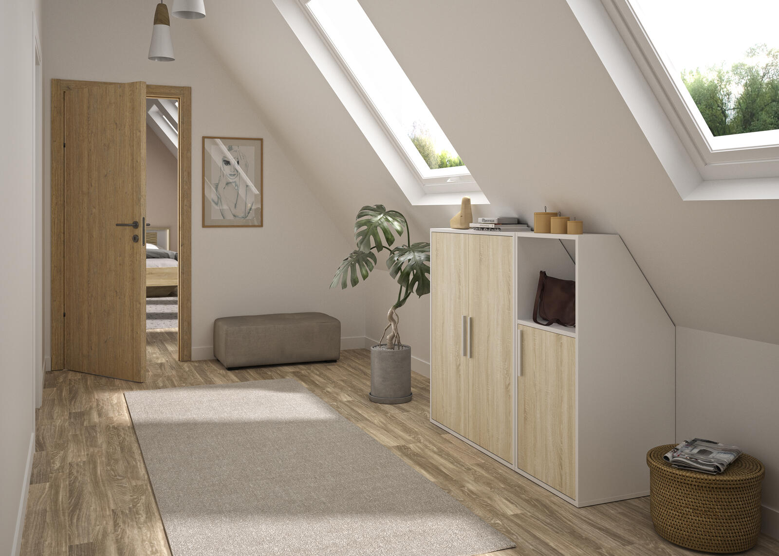 Komody pod sufitem w zestawie Under medium