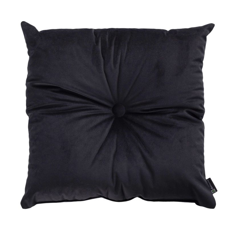Poduszka kwadratowa Velvet z guzikiem Dekoria 37 x 37cm głęboka czerń 1 szt.
