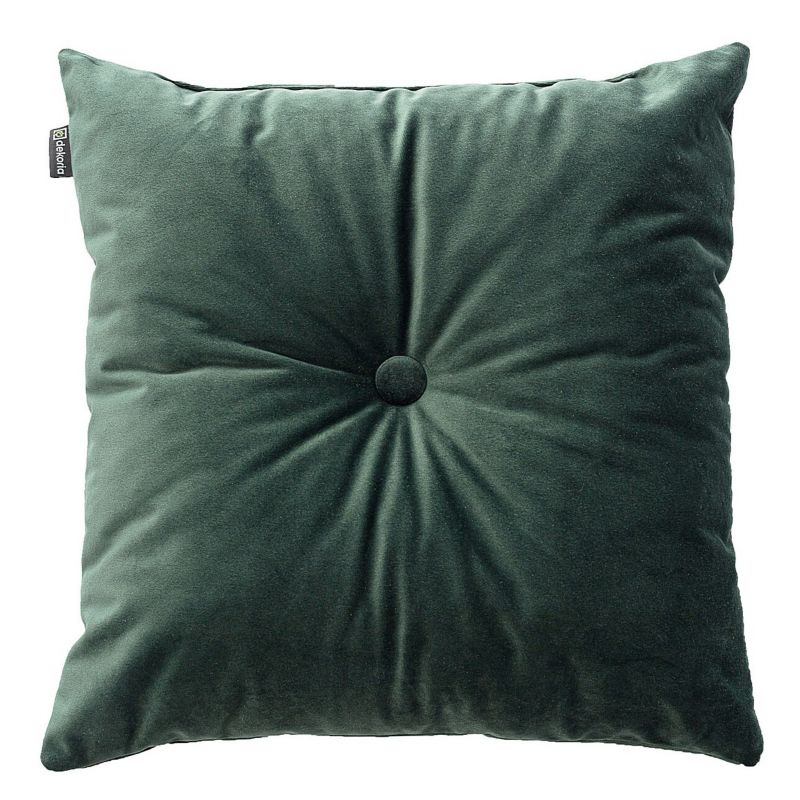 Poduszka kwadratowa Velvet z guzikiem Dekoria 37 x 37cm ciemny zielony 1 szt.