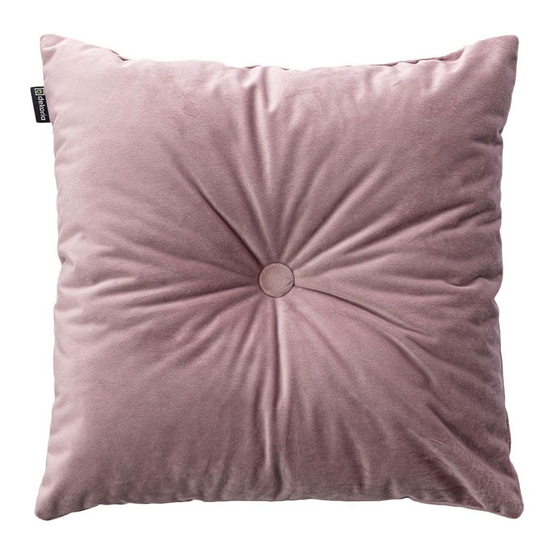 Poduszka kwadratowa Velvet z guzikiem Dekoria 37 x 37cm zgaszony róż 1 szt.