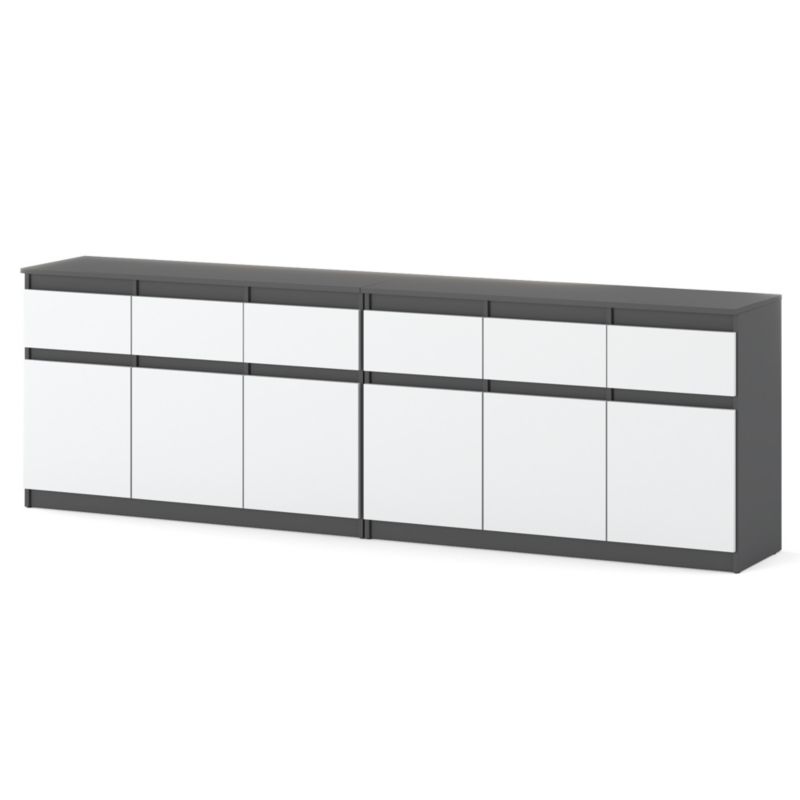 Komoda Hurtownia-Mebli Szuflady 6 Olia Best 240cm Szary Mat Biały Mat 240x35x75 cm 1szt.
