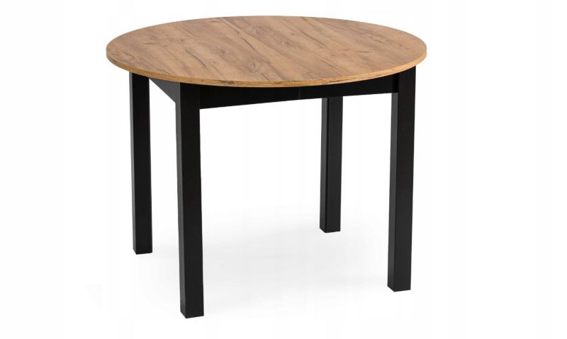 Stół Okrągły James 102-222 cm Mebel Elite Rozkładany Dąb Craft/Czarny 1 szt