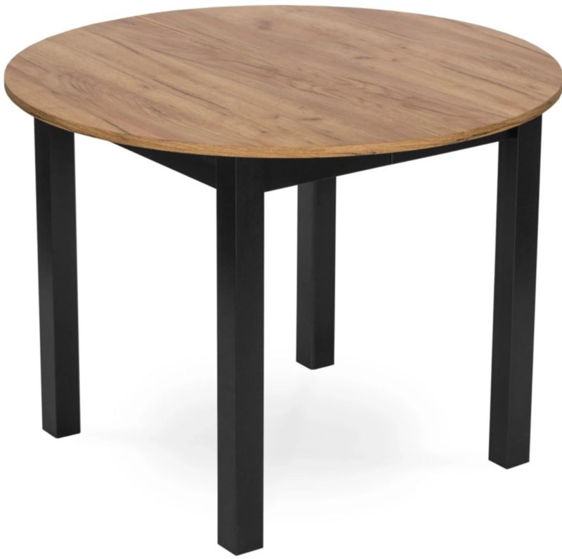 Stół Okrągły Harry 102-142 cm Mebel Elite Rozkładany Dąb Craft/Czarny 1 szt
