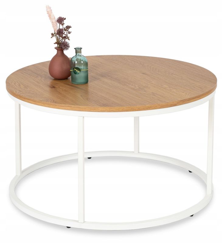 Stolik Kawowy Ann Max 80 cm Mebel Elite Dąb/Biały 1 szt
