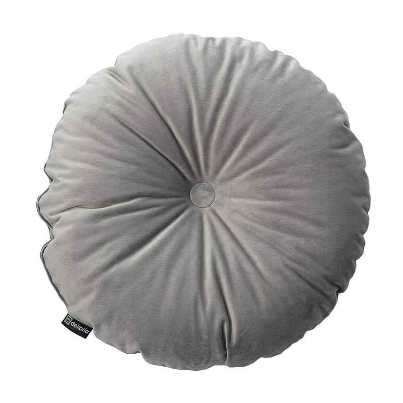 Poduszka okrągła z guzikiem Dekoria Velvet śr. 37 cm srebrzysty szary 1 szt.