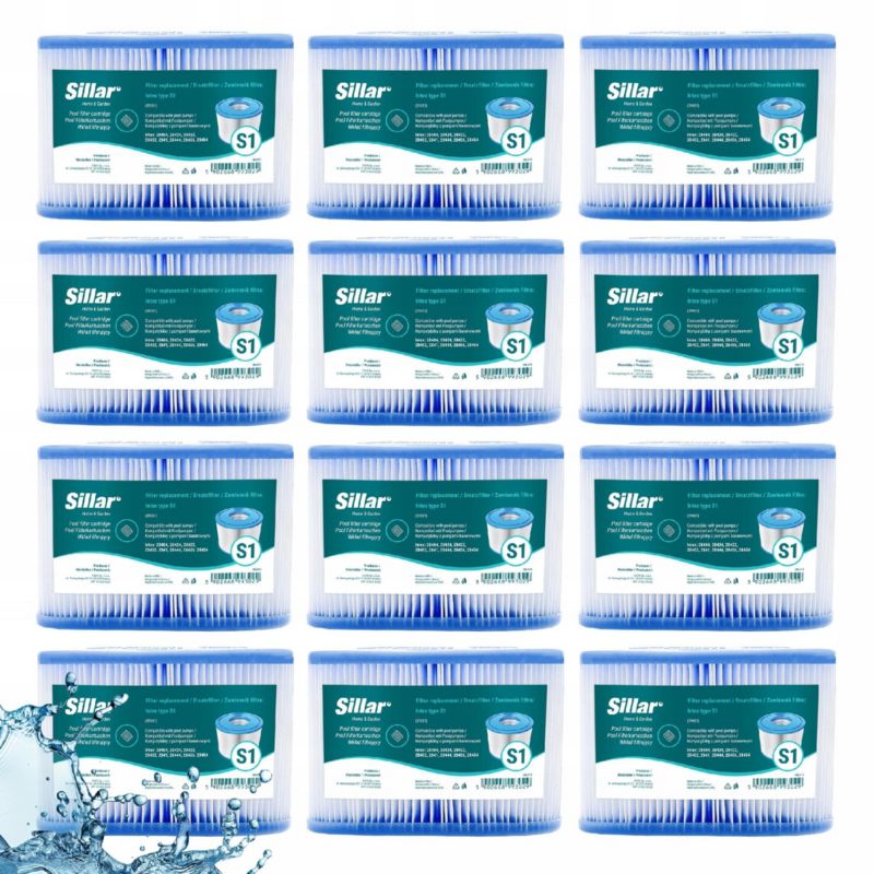 Filtr do basenu, jacuzzi, Sillar, do pompy basenowej 28404 28422, zamiennik Intex typ S1, 12szt