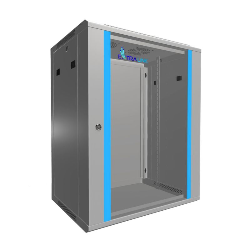 Szafa rack Extralink 15U 600x450 Szara montowana na ścianie
