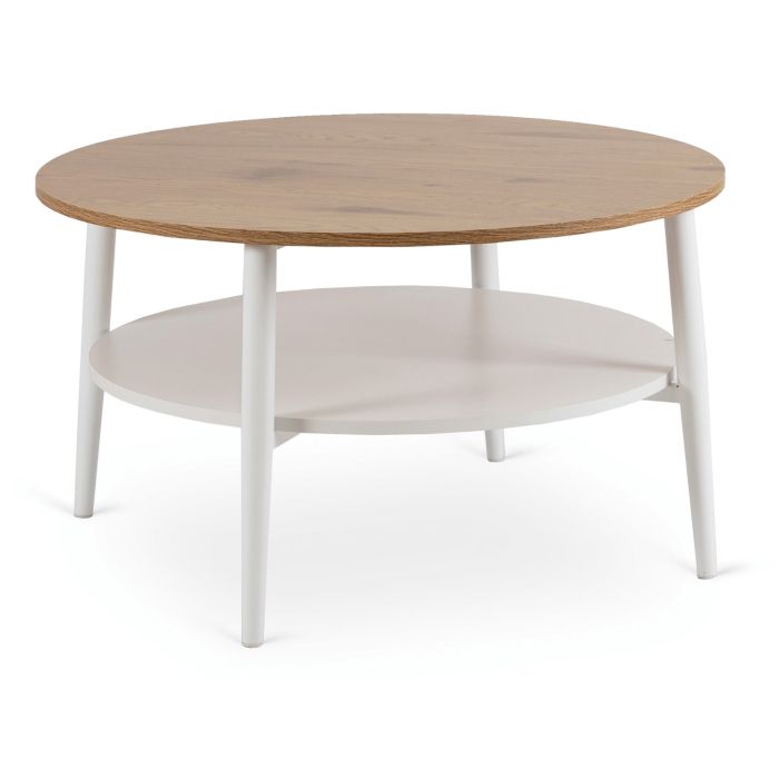 Stolik Kawowy Paulo Max 80 cm Mebel Elite Okrągły Dąb/Biały 1 szt