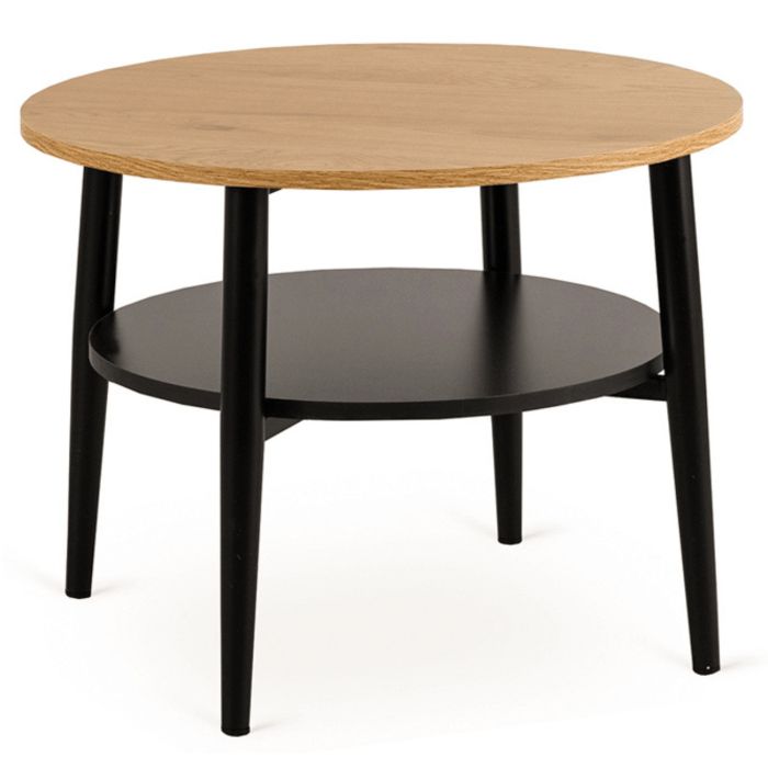 Stolik Kawowy Paulo 60 cm Mebel Elite Okrągły Dąb/Czarny 1 szt