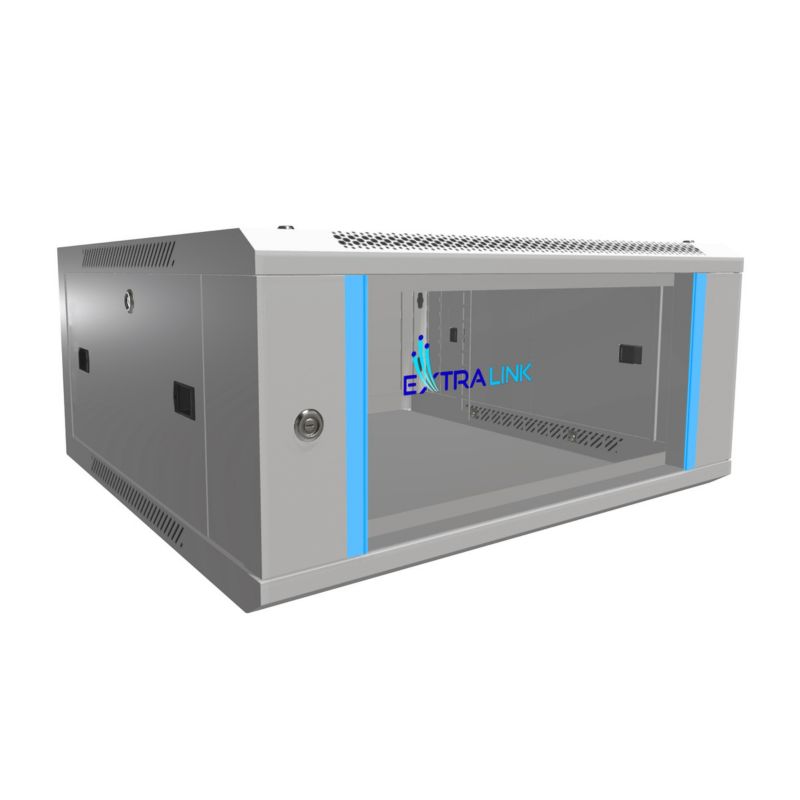 Szafa rack Extralink 4U 600x600 Szara montowana na ścianie