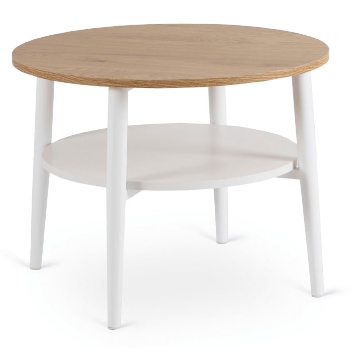 Stolik Kawowy Paulo 60 cm Mebel Elite Okrągły Dąb/Biały 1 szt