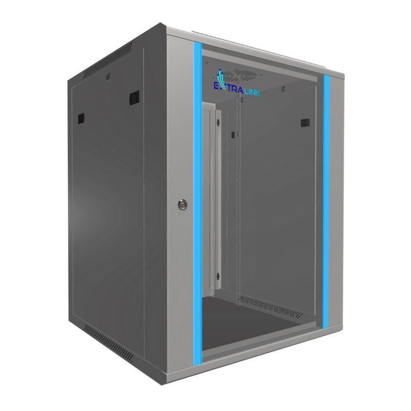Szafa rack Extralink 15U 600x600 Szara montowana na ścianie