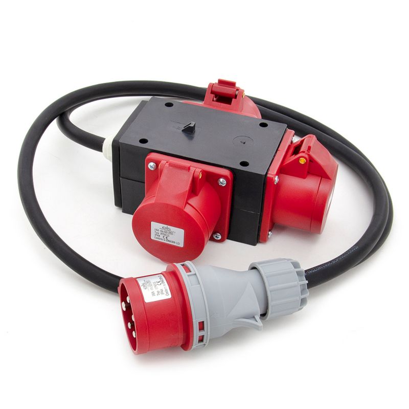Rozgałęźnik siłowy ELS Elektrotechnika P030WK2M 3x16 5P 400V, rozdzielacz przemysłowy WE16/5 + 1,5m5x2,5 WY3x16/5 IP44, 1 szt.