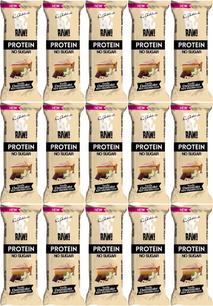 15x Baton proteinowy 28% BeRAW, sernikowy, bez cukru, 40g