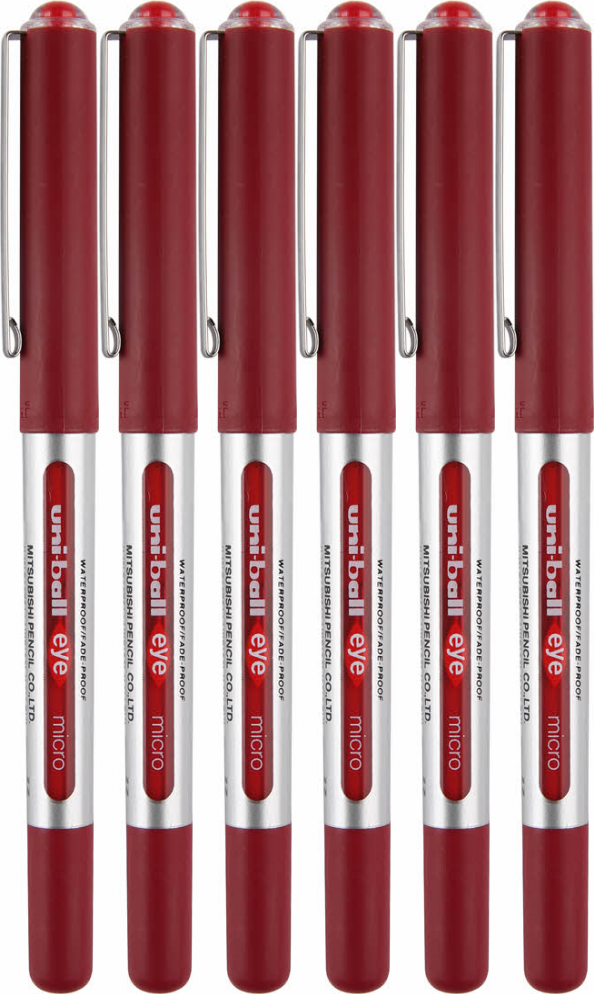 6x Pióro kulkowe Uni, UB-150, 0.5mm, czerwony