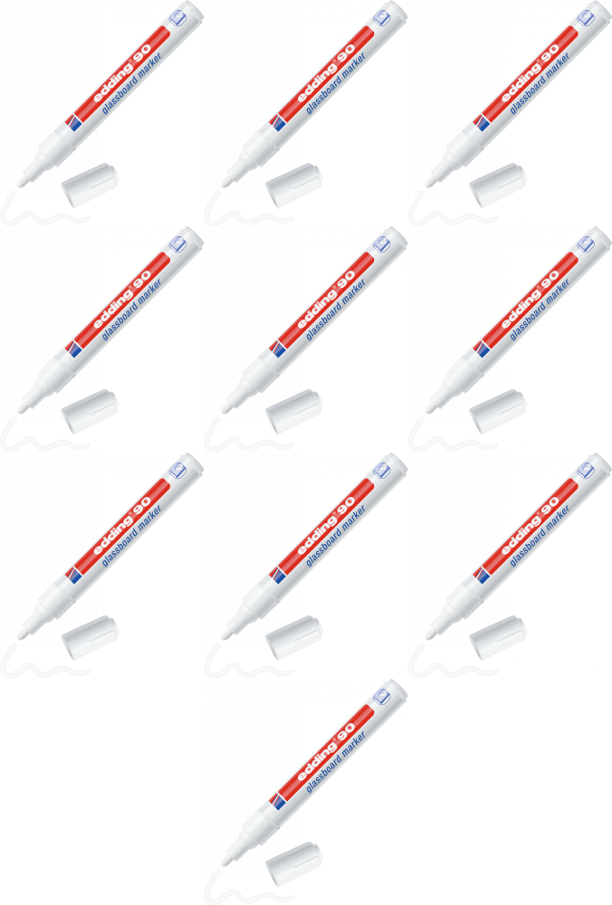 10x Marker do tablic szklanych edding 90, okrągła, 2-3mm, biały