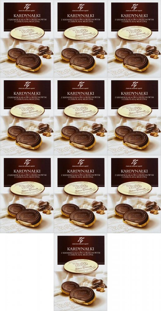 10x Ciastka Kardynałki Tago, kakaowo-orzechowy, 180g
