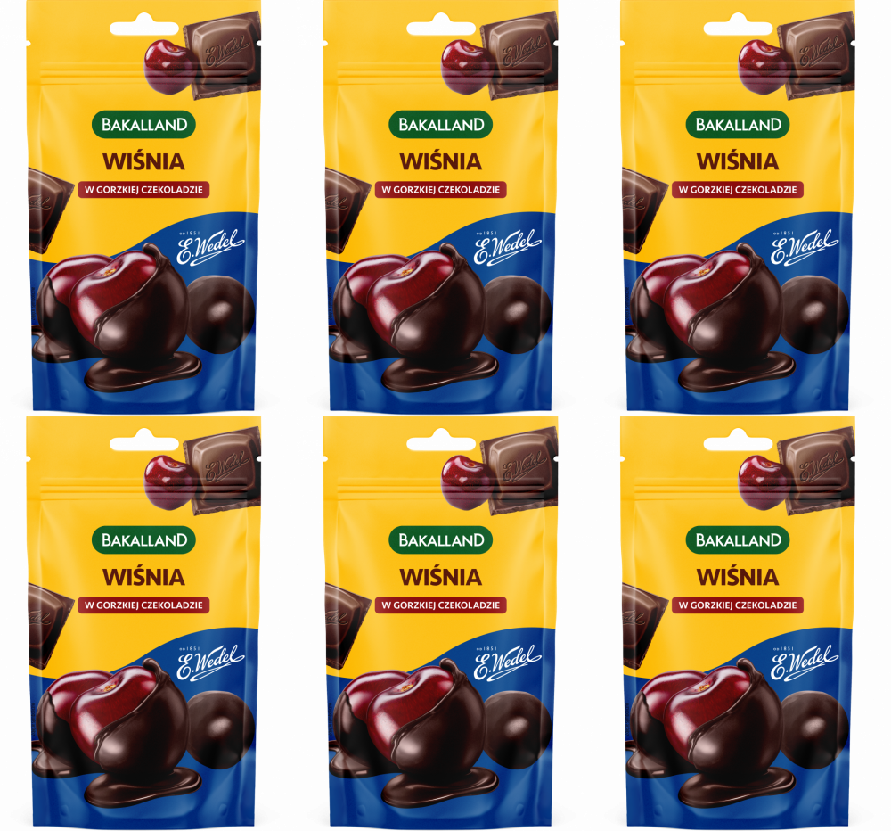 6x Wiśnie Bakalland, w gorzkiej czekoladzie Wedel, 74g