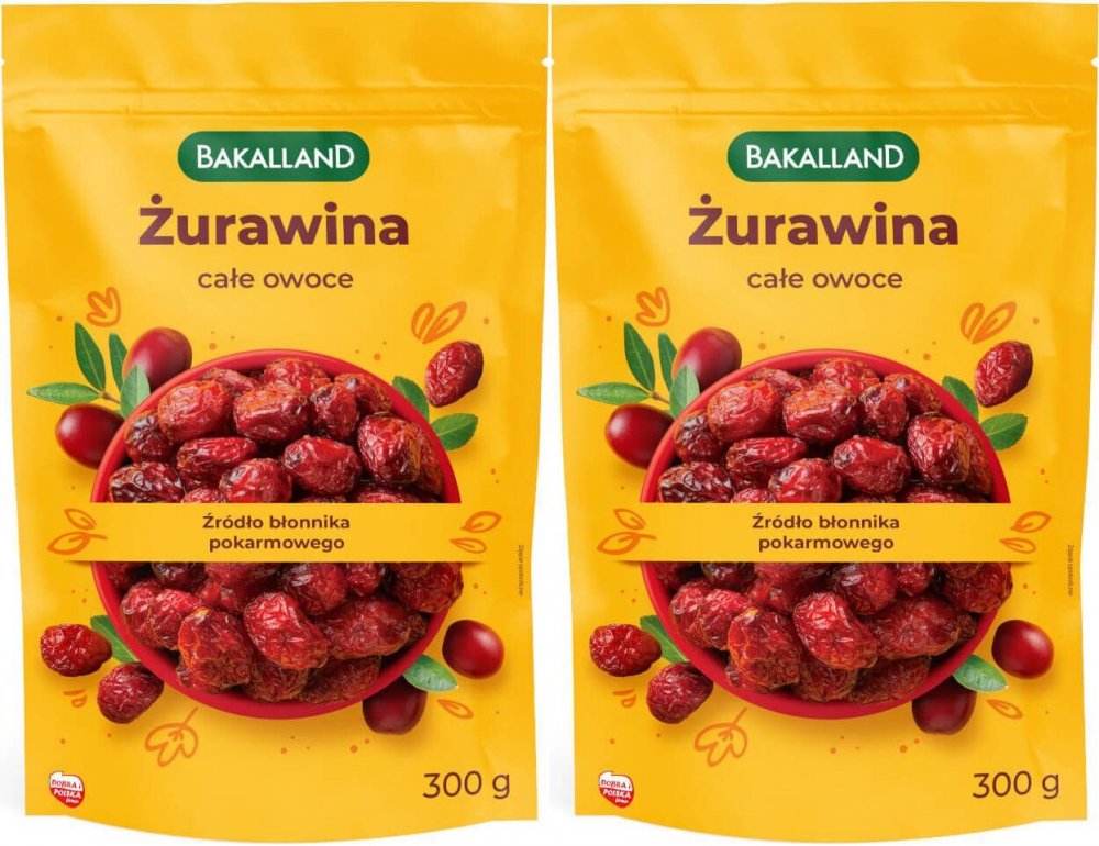 2x Żurawina całe owoce Bakalland, 300g