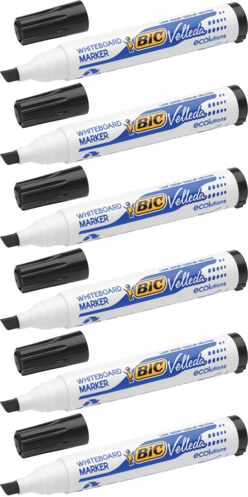6x Marker suchościeralny Bic, Velleda ECOlutions, ścięta czarny