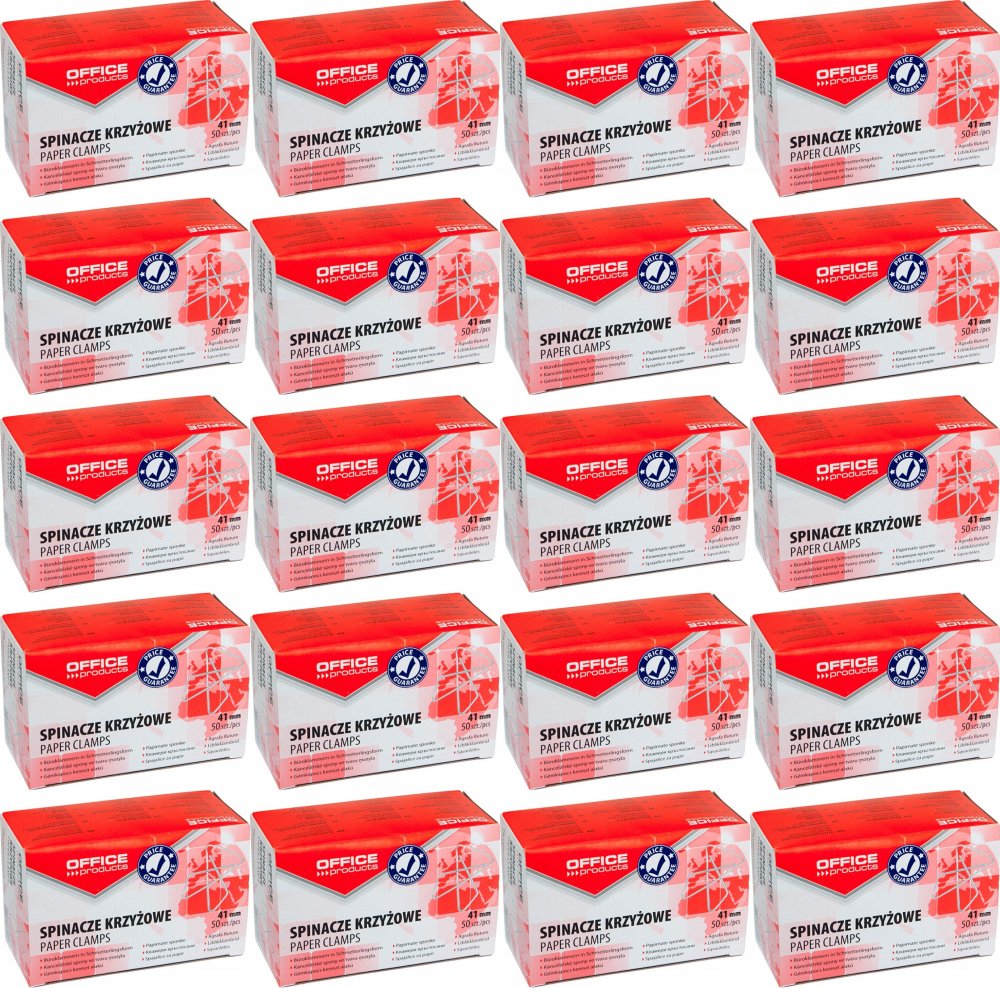 20x Spinacz Office Products, krzyżowy, 41mm, 50 sztuk, srebrny