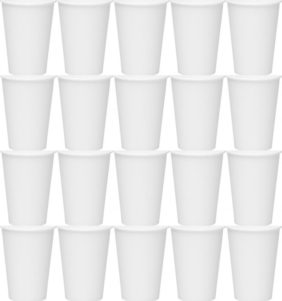 20x Kubki jednorazowe, 250ml, papier, 50 sztuk, biały, SUP