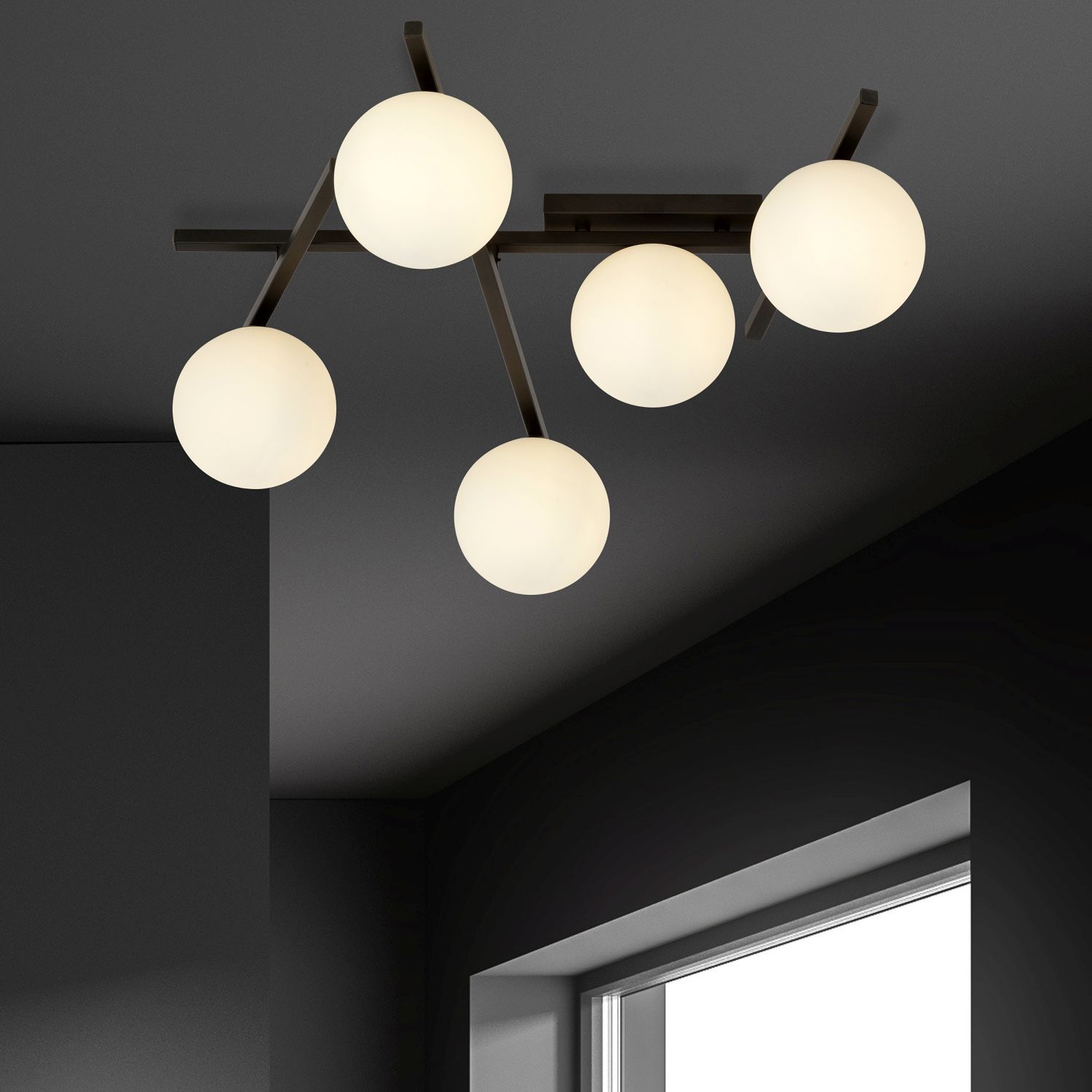 Emibig Smart lampa podsufitowa 5x10 W czarna-opal 1103/5