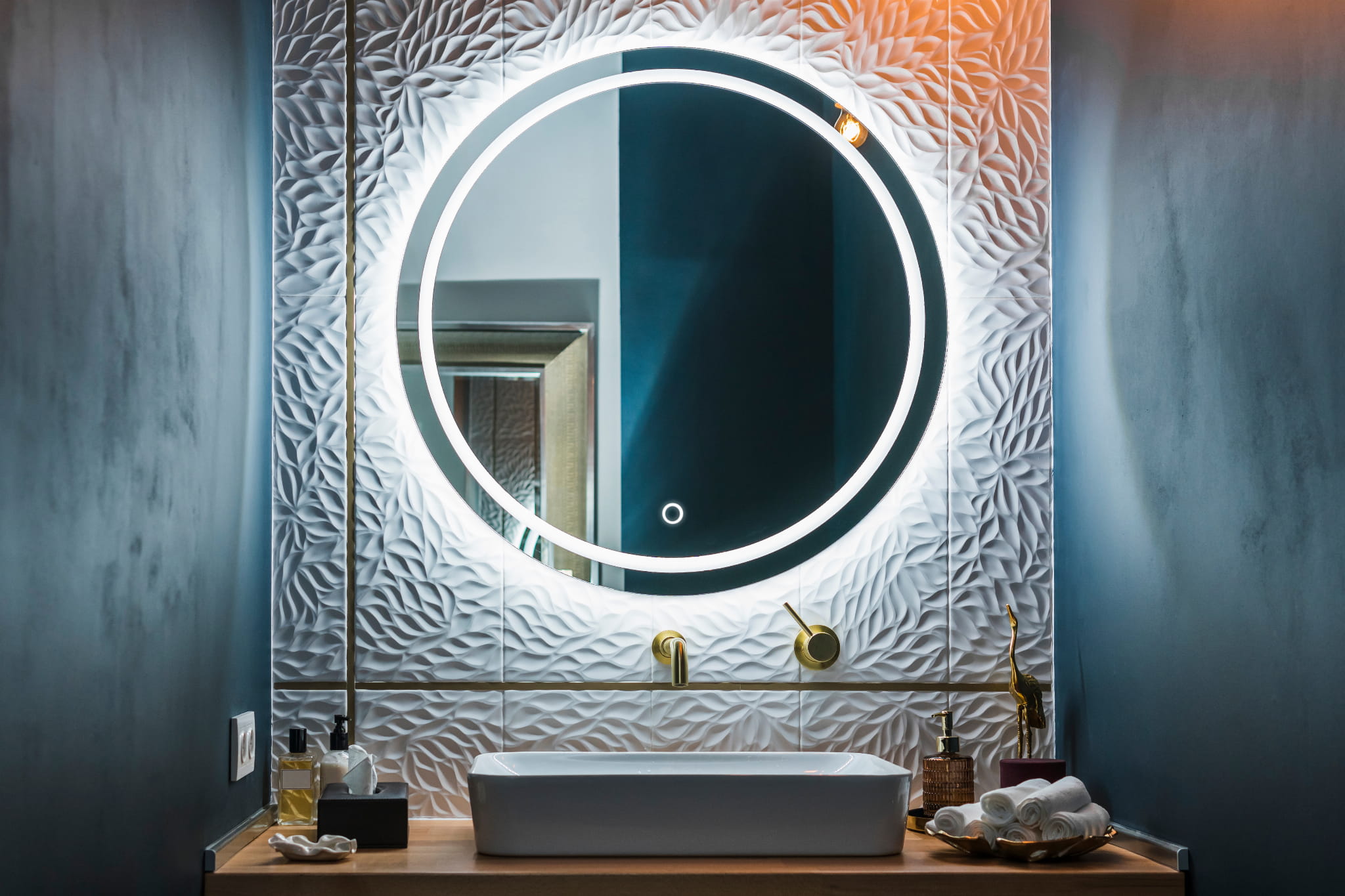 BD Art Olja lustro 70 cm okrągłe z oświetleniem aluminium 301210000047