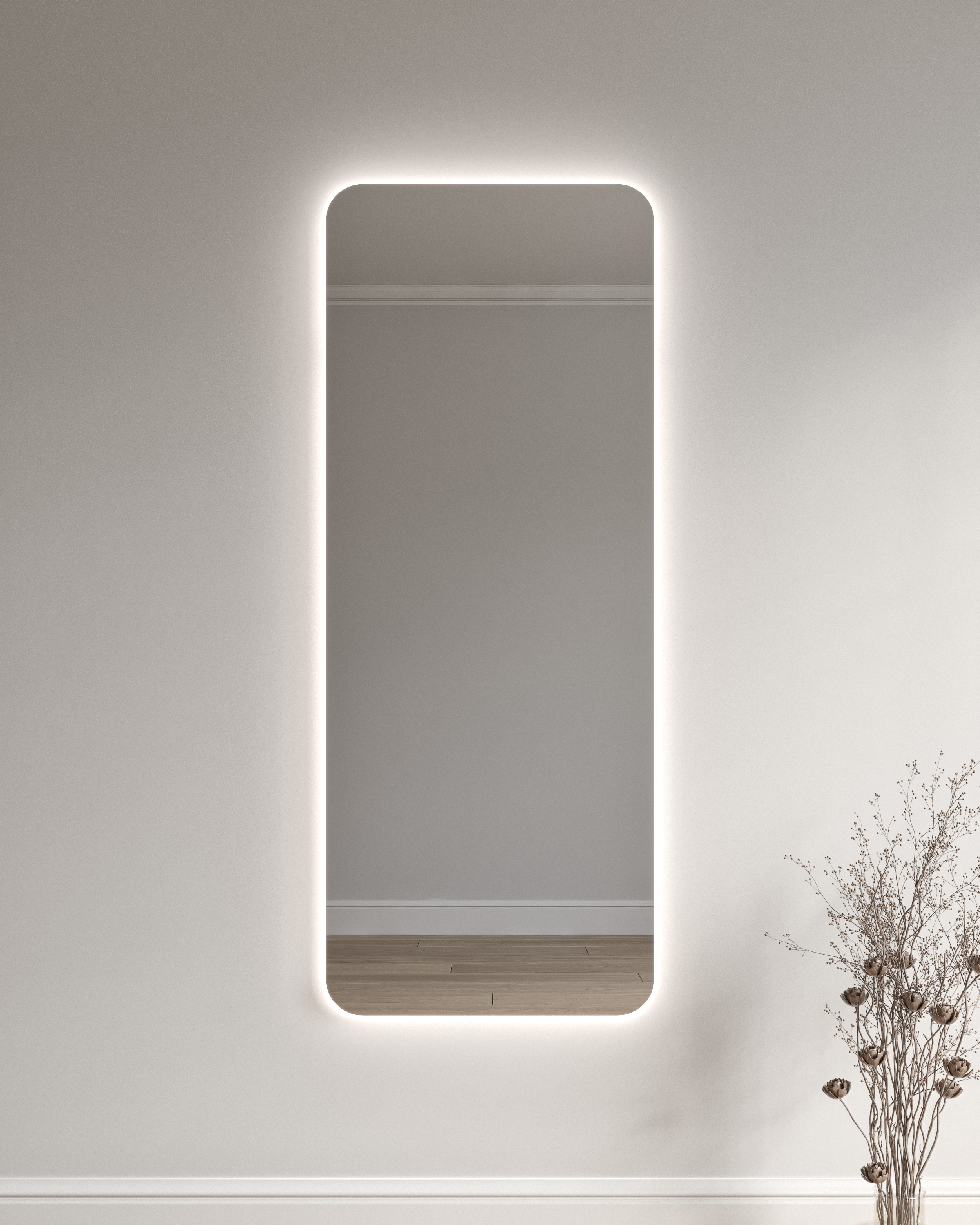 HoM Musum lustro 40x80 cm rama stalowa biały M-40x80-W50x4ON
