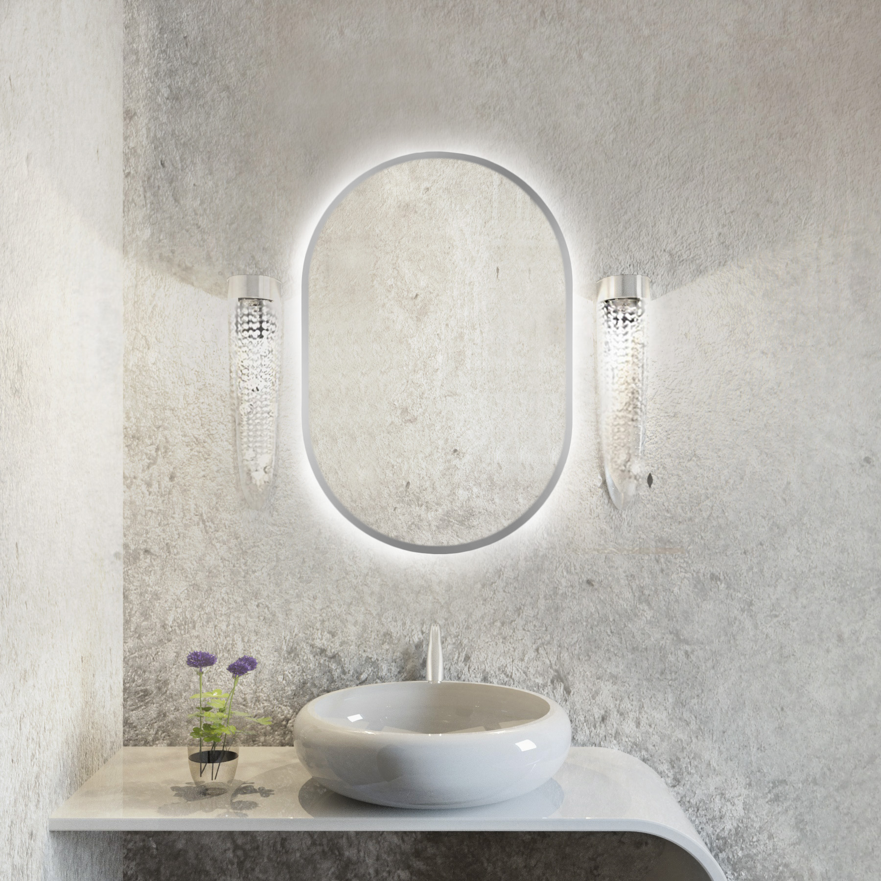 Baltica Design Tiny Border Pastille lustro 90x40 cm z oświetleniem LED srebrne barwa światła zimna